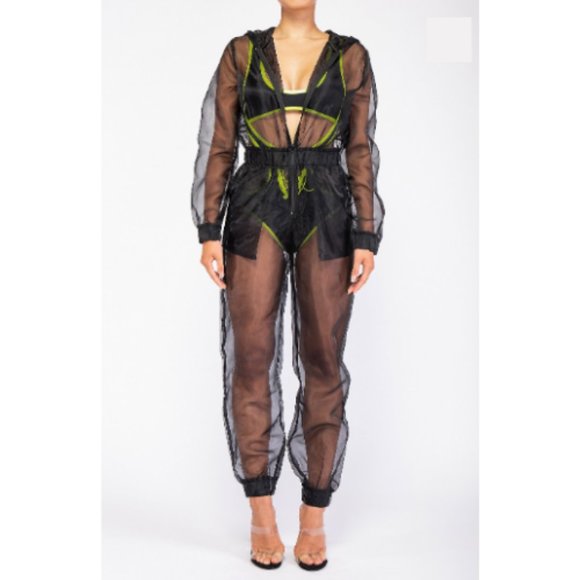 Mesh Hooded Jumpsuit - Picture 1 of 1